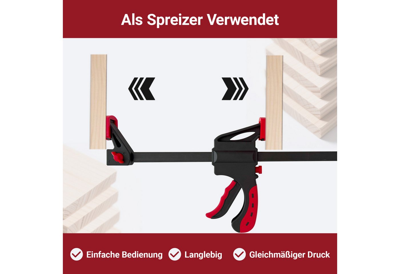 Thanaddo Zwinge Schraubzwinge Set Einhandzwingen Set, (4 Zollx6,6 Zollx2+12 Zoll,12 Zollx6, 3 St., 2 in 1 Spannkraft 70kg), für präzises Fixieren Holzarbeiten,  – Bild 4 von 5