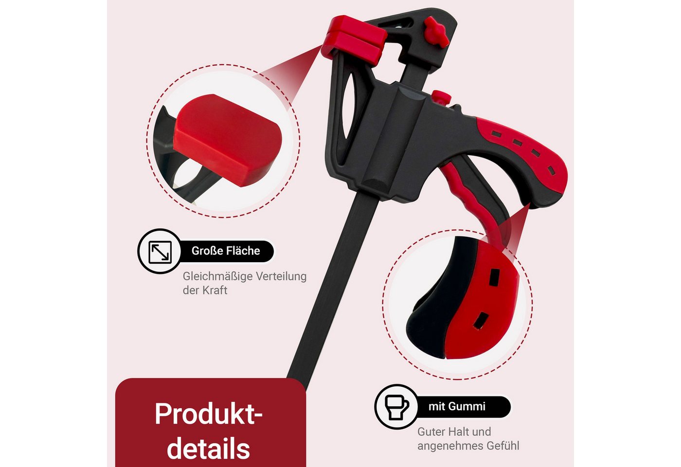 Thanaddo Zwinge Schraubzwinge Set Einhandzwingen Set, (4 Zollx6,6 Zollx2+12 Zoll,12 Zollx6, 3 St., 2 in 1 Spannkraft 70kg), für präzises Fixieren Holzarbeiten,  – Bild 5 von 5