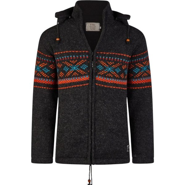 THC Natural Line Strickjacke THC Strickjacke 819 schwarz bunt (1 Stück, 1-tlg., 1 Stück) Strickjacke mit abnehmbarer Kapuze