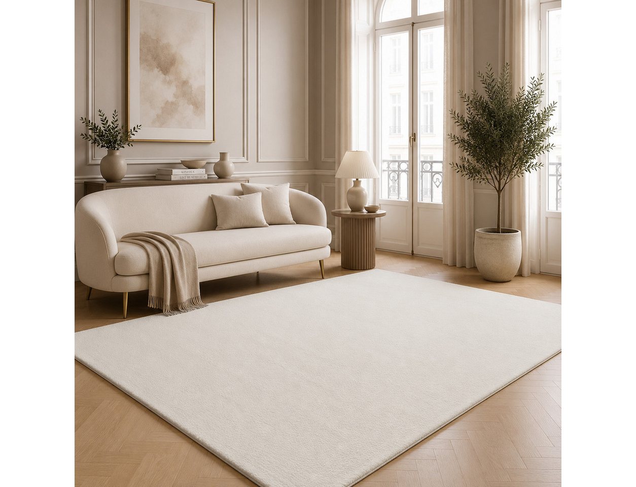 the carpet Teppich kuschelig & Super Soft, Anti-Rutsch Unterseite, rund, Höhe: 16 mm, Waschbar bis 30 Grad, Felloptik, Wohnzimmer Teppich, Kundenliebling – Bild 4 von 5