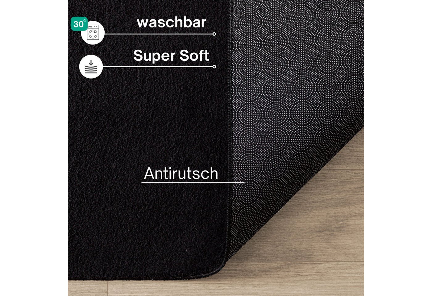 the carpet Teppich kuschelig & Super Soft, Anti-Rutsch Unterseite, rechteckig, Höhe: 16 mm, Waschbar bis 30 Grad, Felloptik, Wohnzimmer Teppich, Kundenliebling – Bild 4 von 5