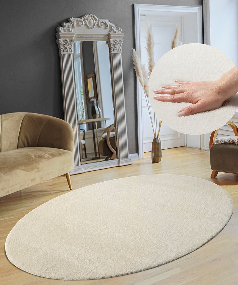 the carpet Teppich kuschelig & Super Soft, Anti-Rutsch Unterseite, oval, Höhe: 16 mm, Waschbar bis 30 Grad, Felloptik, Wohnzimmer Teppich, Kundenliebling – Bild 2 von 5