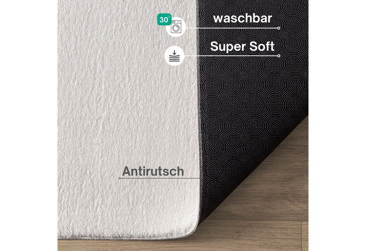 the carpet Teppich kuschelig & Super Soft, Anti-Rutsch Unterseite, oval, Höhe: 16 mm, Waschbar bis 30 Grad, Felloptik, Wohnzimmer Teppich, Kundenliebling – Bild 3 von 5
