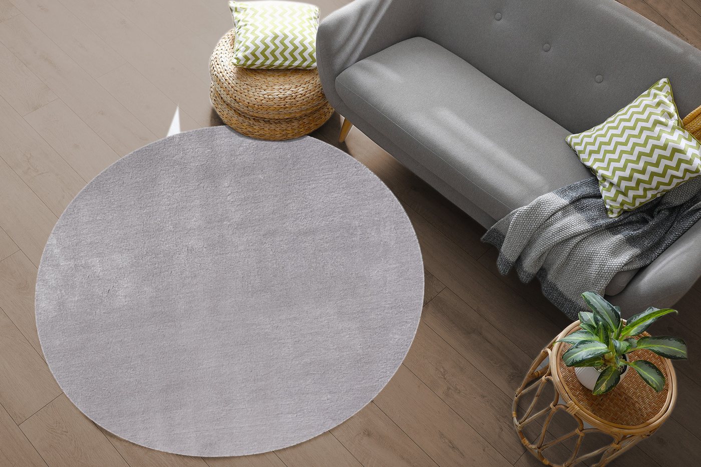 the carpet Teppich kuschelig & Super Soft, Anti-Rutsch Unterseite, rund, Höhe: 16 mm, Waschbar bis 30 Grad, Felloptik, Wohnzimmer Teppich, Kundenliebling – Bild 3 von 4