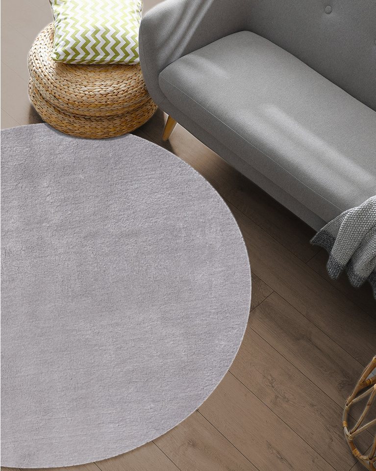 the carpet Teppich kuschelig & Super Soft, Anti-Rutsch Unterseite, rund, Höhe: 16 mm, Waschbar bis 30 Grad, Felloptik, Wohnzimmer Teppich, Kundenliebling – Bild 4 von 4