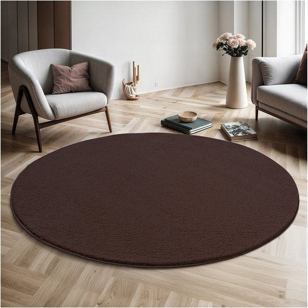 the carpet Teppich kuschelig & Super Soft, Anti-Rutsch Unterseite, rund, Höhe: 16 mm, Waschbar bis 30 Grad, Felloptik, Wohnzimmer Teppich, Kundenliebling