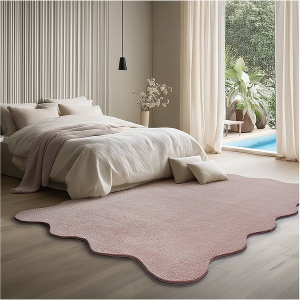the carpet Teppich kuschelig & Super Soft, Anti-Rutsch Unterseite, wellenförmig, Höhe: 16 mm, Waschbar bis 30 Grad, Felloptik, Wohnzimmer Teppich, Kundenlieblin