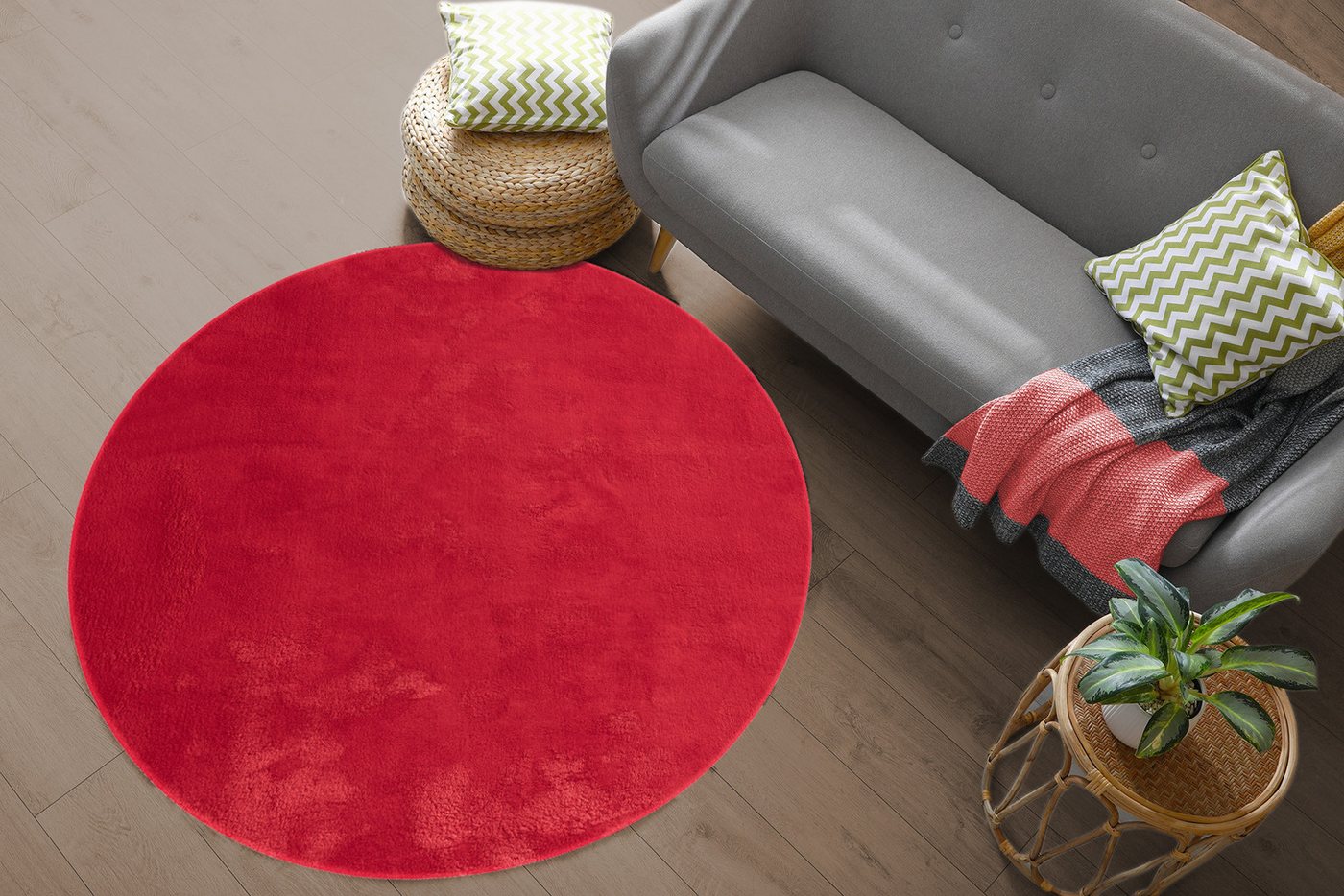 the carpet Teppich kuschelig & Super Soft, Anti-Rutsch Unterseite, rund, Höhe: 16 mm, Waschbar bis 30 Grad, Felloptik, Wohnzimmer Teppich, Kundenliebling – Bild 3 von 5