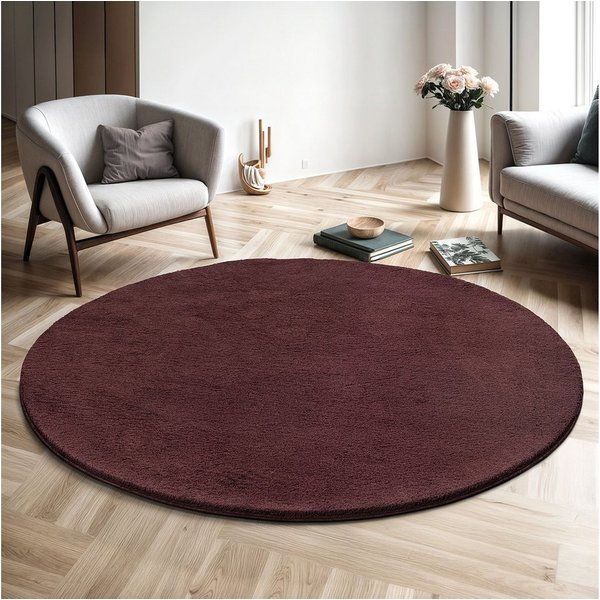 the carpet Teppich kuschelig & Super Soft, Anti-Rutsch Unterseite, rund, Höhe: 16 mm, Waschbar bis 30 Grad, Felloptik, Wohnzimmer Teppich, Kundenliebling