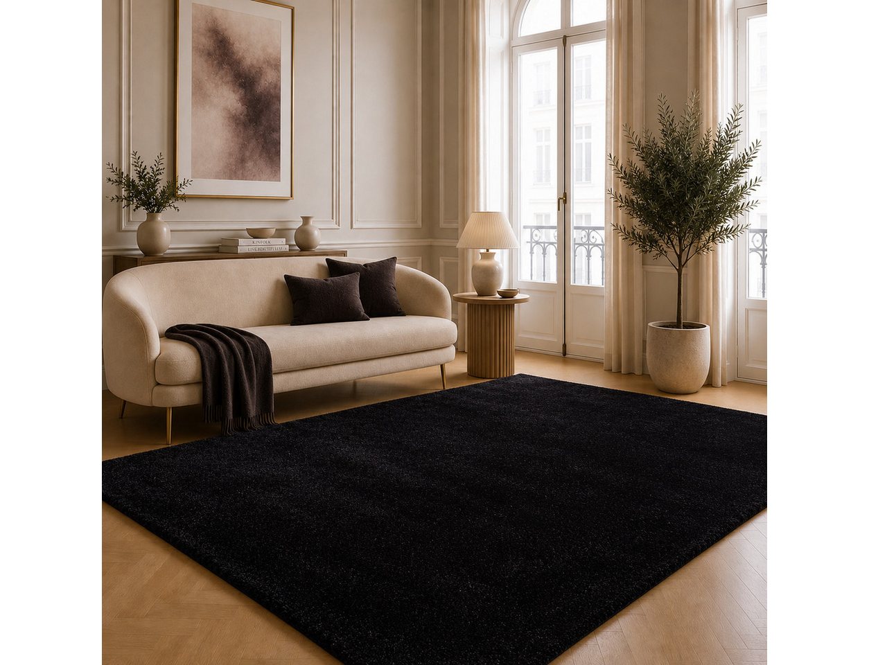 the carpet Teppich kuschelig & Super Soft, Anti-Rutsch Unterseite, rund, Höhe: 16 mm, Waschbar bis 30 Grad, Felloptik, Wohnzimmer Teppich, Kundenliebling – Bild 3 von 4