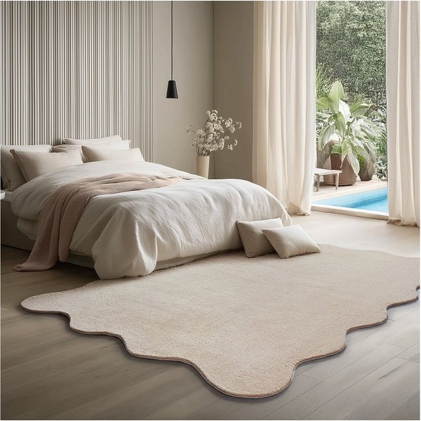 the carpet Teppich kuschelig & Super Soft, Anti-Rutsch Unterseite, wellenförmig, Höhe: 16 mm, Waschbar bis 30 Grad, Felloptik, Wohnzimmer Teppich, Kundenlieblin