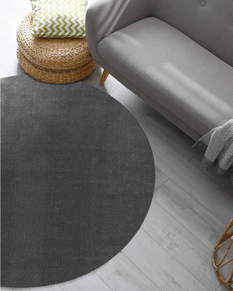 the carpet Teppich kuschelig & Super Soft, Anti-Rutsch Unterseite, rund, Höhe: 16 mm, Waschbar bis 30 Grad, Felloptik, Wohnzimmer Teppich, Kundenliebling – Bild 4 von 4