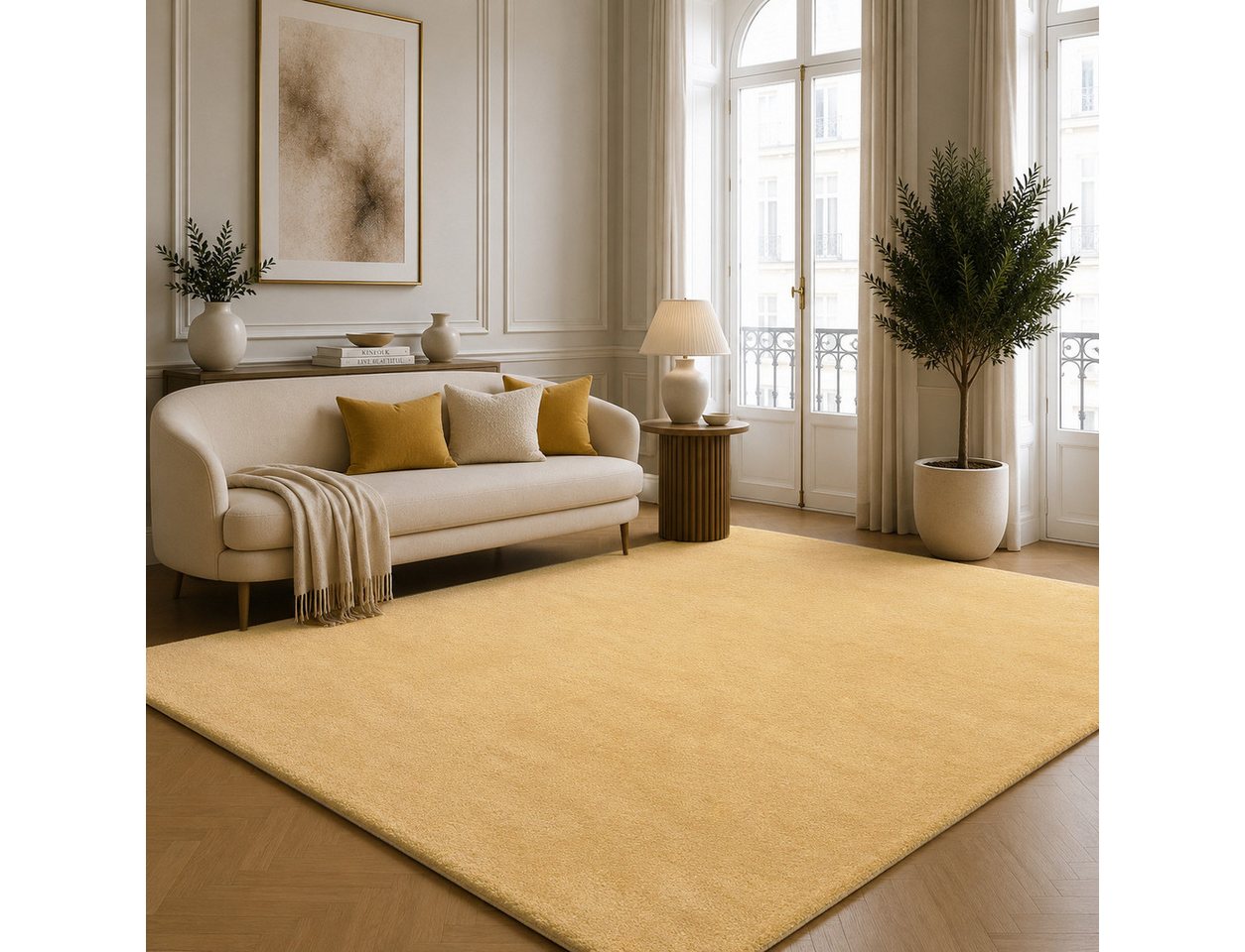 the carpet Teppich kuschelig & Super Soft, Anti-Rutsch Unterseite, rund, Höhe: 16 mm, Waschbar bis 30 Grad, Felloptik, Wohnzimmer Teppich, Kundenliebling – Bild 5 von 5