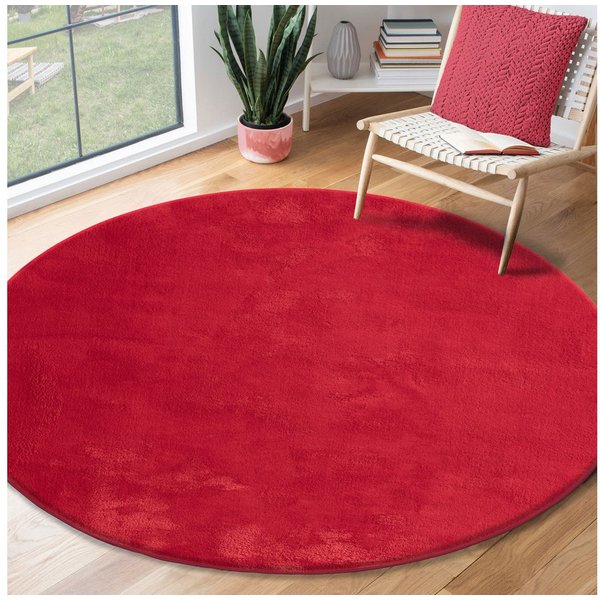 the carpet Teppich kuschelig & Super Soft, Anti-Rutsch Unterseite, rund, Höhe: 16 mm, Waschbar bis 30 Grad, Felloptik, Wohnzimmer Teppich, Kundenliebling