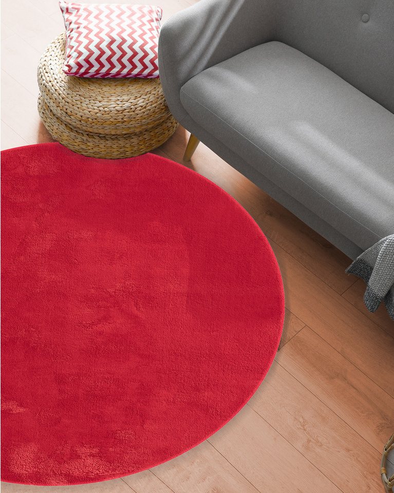 the carpet Teppich kuschelig & Super Soft, Anti-Rutsch Unterseite, rund, Höhe: 16 mm, Waschbar bis 30 Grad, Felloptik, Wohnzimmer Teppich, Kundenliebling – Bild 4 von 5