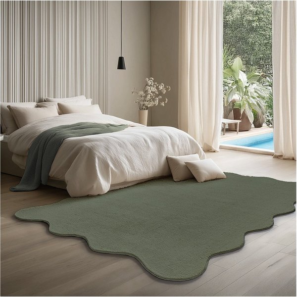 the carpet Teppich kuschelig & Super Soft, Anti-Rutsch Unterseite, wellenförmig, Höhe: 16 mm, Waschbar bis 30 Grad, Felloptik, Wohnzimmer Teppich, Kundenlieblin