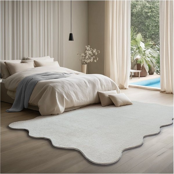 the carpet Teppich kuschelig & Super Soft, Anti-Rutsch Unterseite, wellenförmig, Höhe: 16 mm, Waschbar bis 30 Grad, Felloptik, Wohnzimmer Teppich, Kundenlieblin
