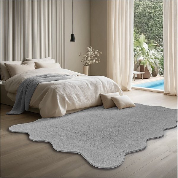 the carpet Teppich kuschelig & Super Soft, Anti-Rutsch Unterseite, wellenförmig, Höhe: 16 mm, Waschbar bis 30 Grad, Felloptik, Wohnzimmer Teppich, Kundenlieblin