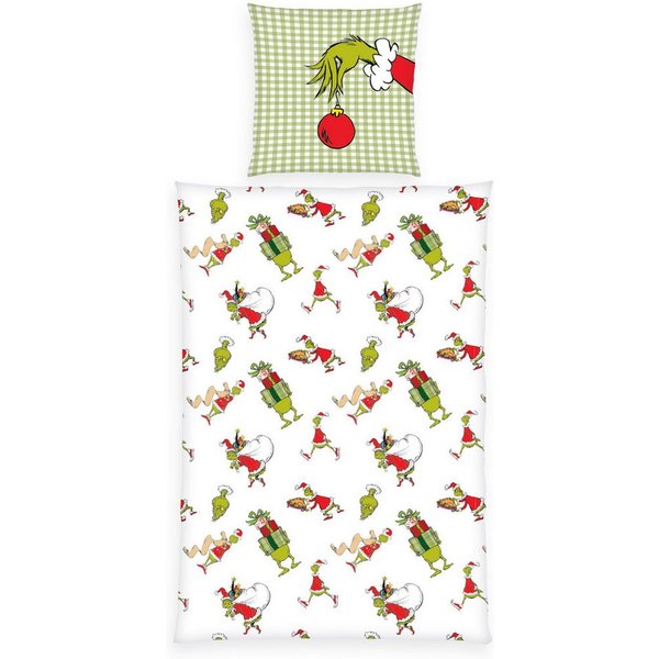 The Grinch Wendebettwäsche Grinch, Flanell, 2 teilig, mit niedlichem Allover-Motiv