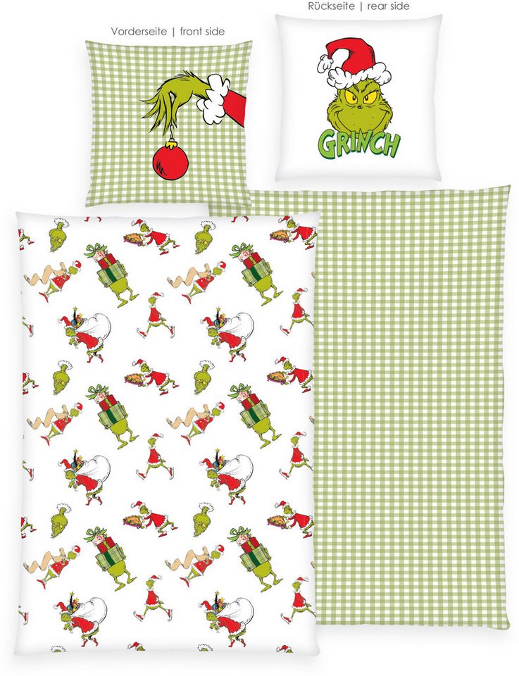 The Grinch Wendebettwäsche Grinch, Renforcé, 2 teilig, mit niedlichem Allover-Motiv – Bild 3 von 5