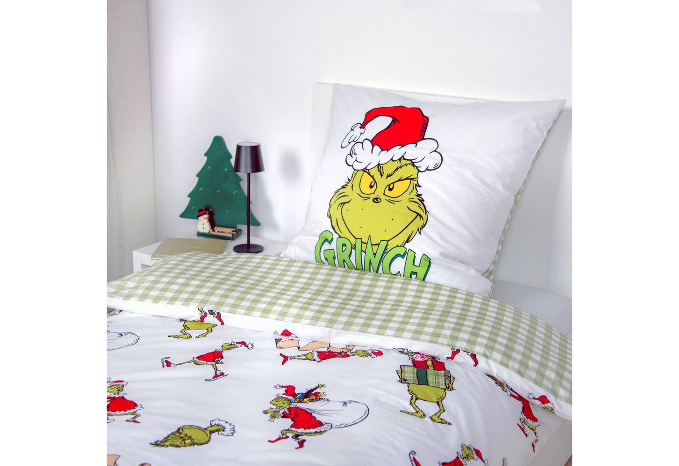 The Grinch Wendebettwäsche Grinch, Renforcé, 2 teilig, mit niedlichem Allover-Motiv – Bild 4 von 5