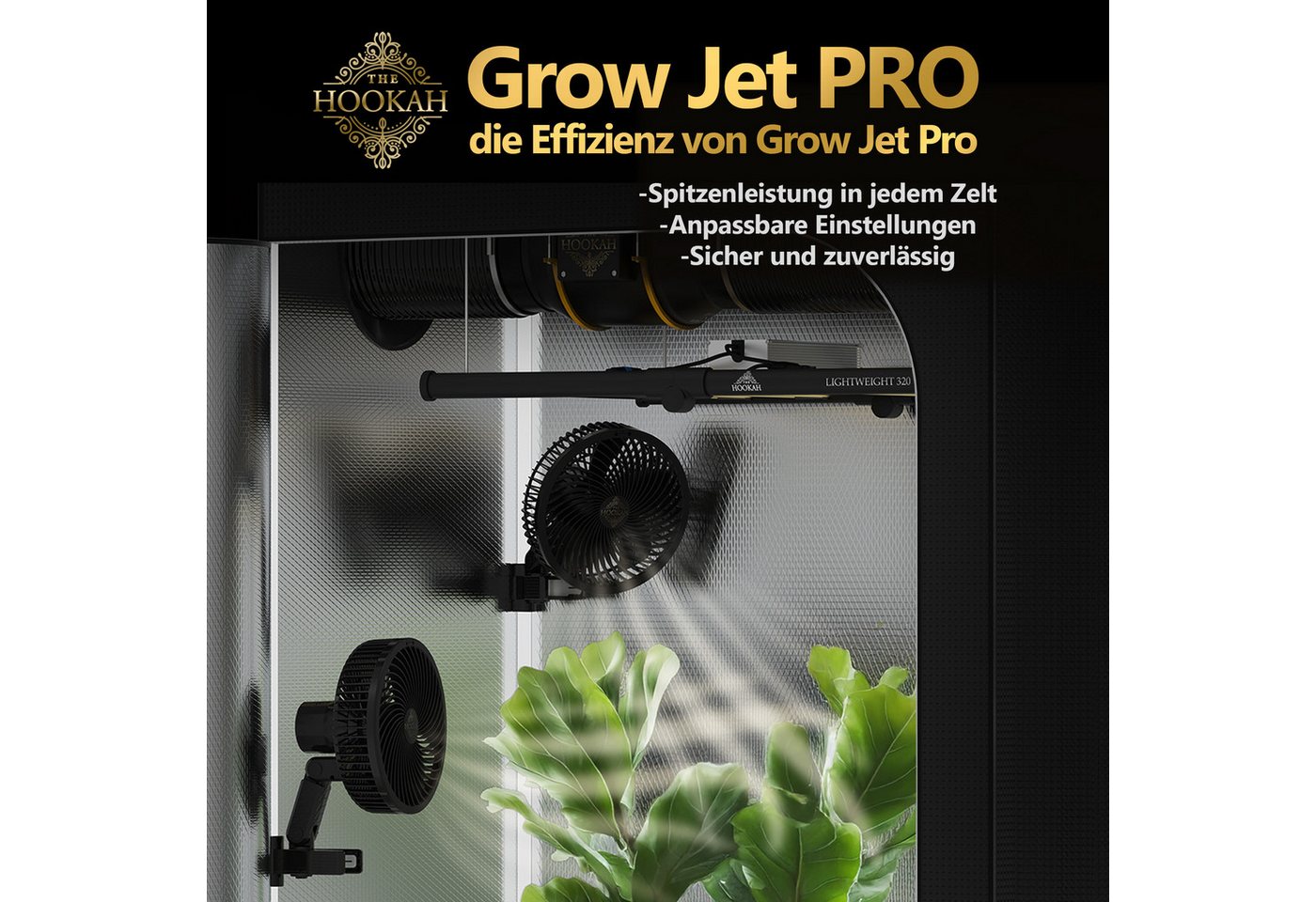 THE HOOKAH Tischventilator GROW JET PRO Clipventilator für Umluft in Growzelt und Growbox, 15 cm Durchmesser, Clip 16–22 mm, EC-Motor, 10 Stufen, 90° Oszillatio – Bild 4 von 5