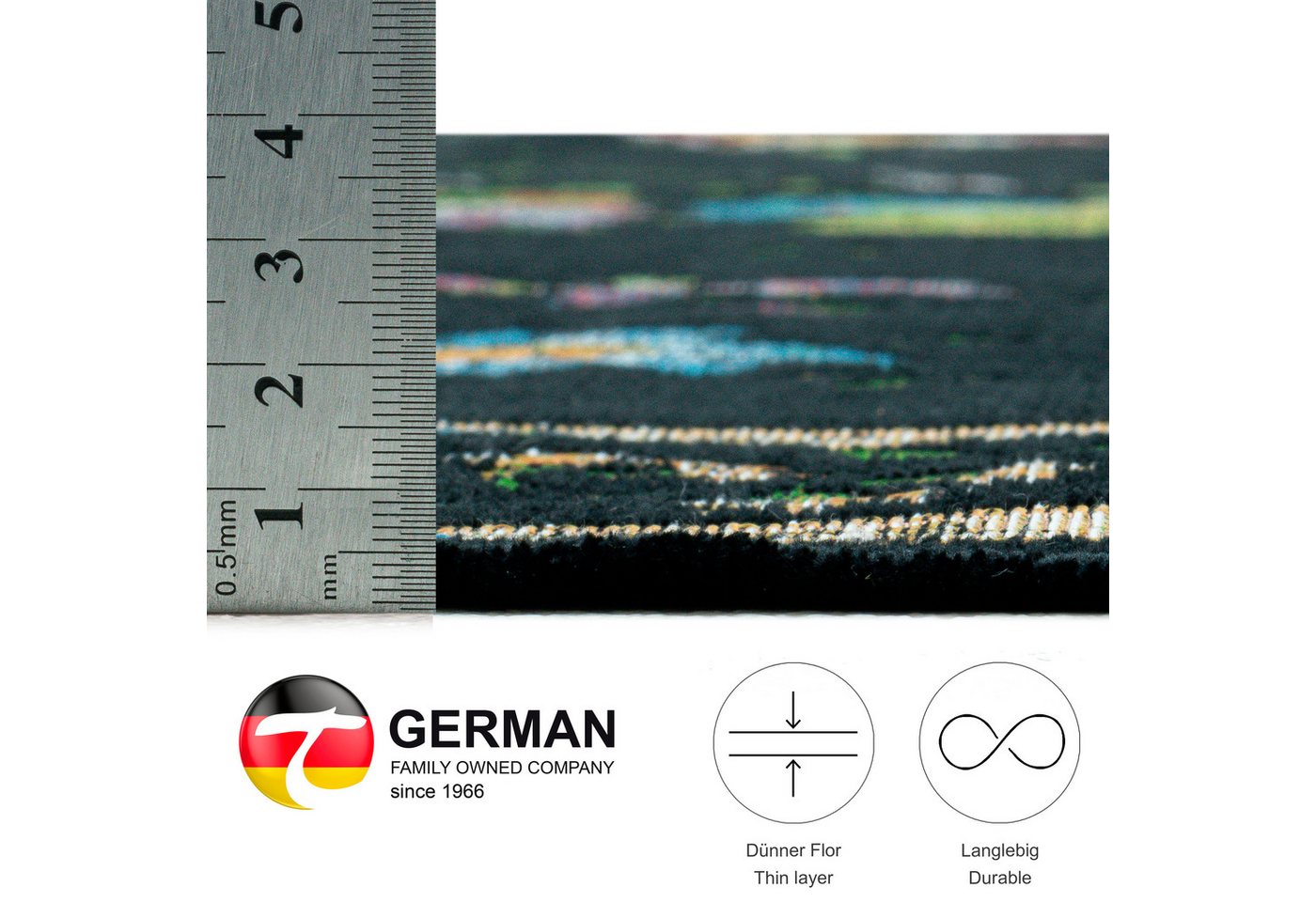 THEKO Teppich Flomi Sagrini, rechteckig, Höhe: 4 mm, Flachgewebe, Pastell-Farben, Blumen Design, mit Bordüre – Bild 3 von 5