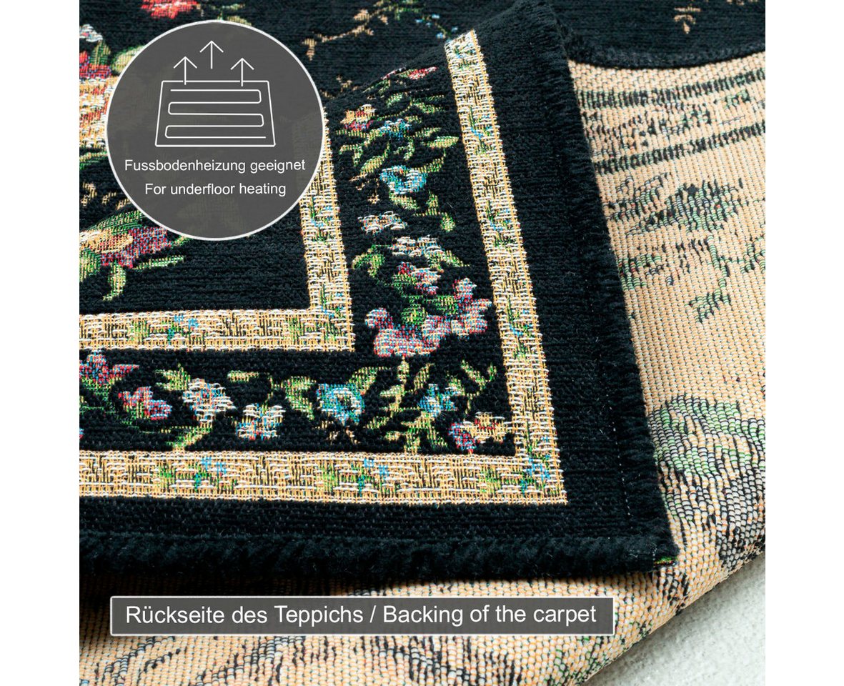 THEKO Teppich Flomi Sagrini, rechteckig, Höhe: 4 mm, Flachgewebe, Pastell-Farben, Blumen Design, mit Bordüre – Bild 4 von 5