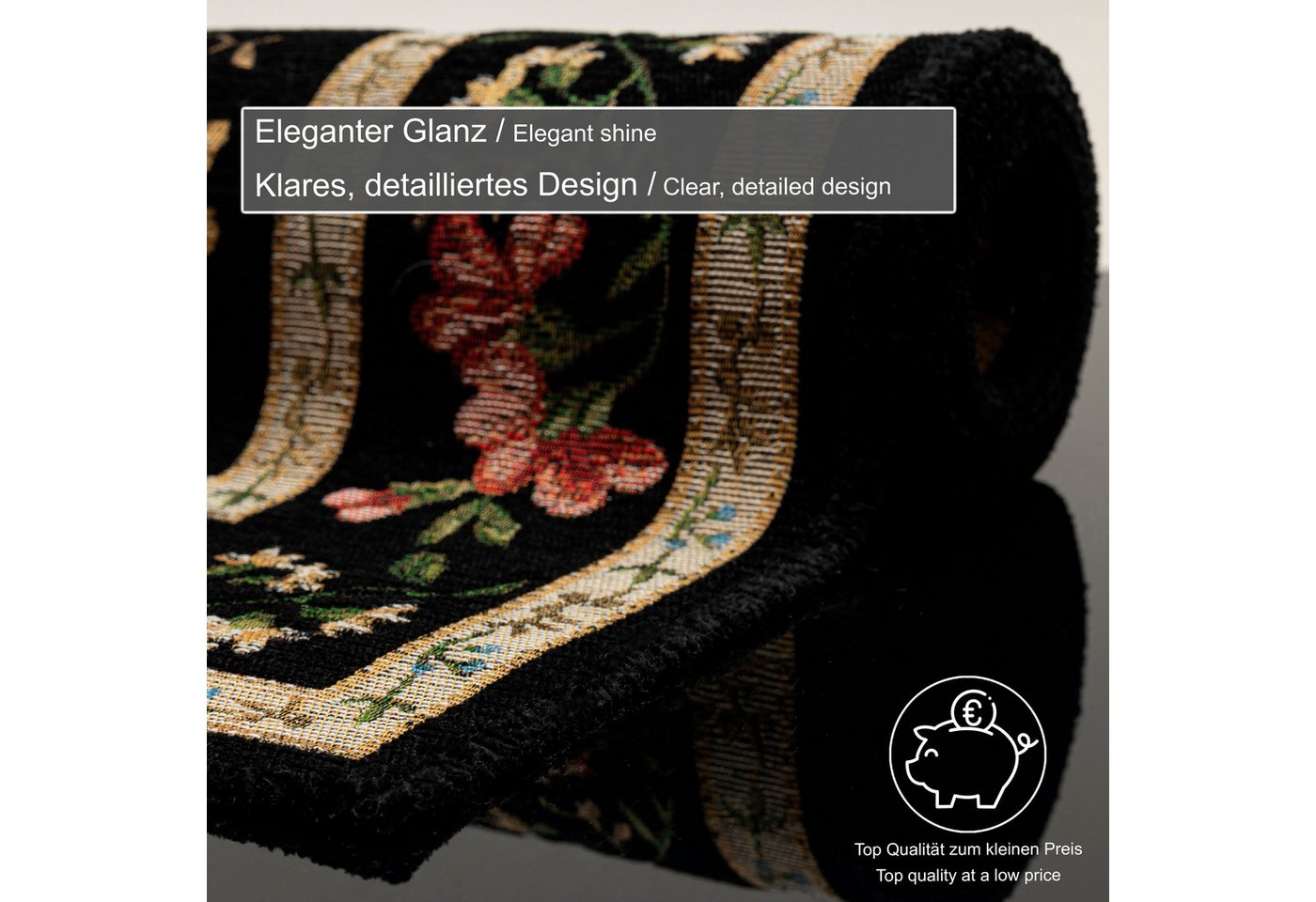 THEKO Teppich Flomi Sagrini, rechteckig, Höhe: 4 mm, Flachgewebe, Pastell-Farben, Blumen Design, mit Bordüre – Bild 5 von 5
