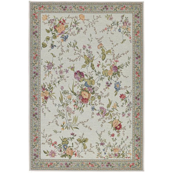 THEKO Teppich Flomi Sagrini, rechteckig, Höhe: 4 mm, Flachgewebe, Pastell-Farben, Blumen Design, mit Bordüre