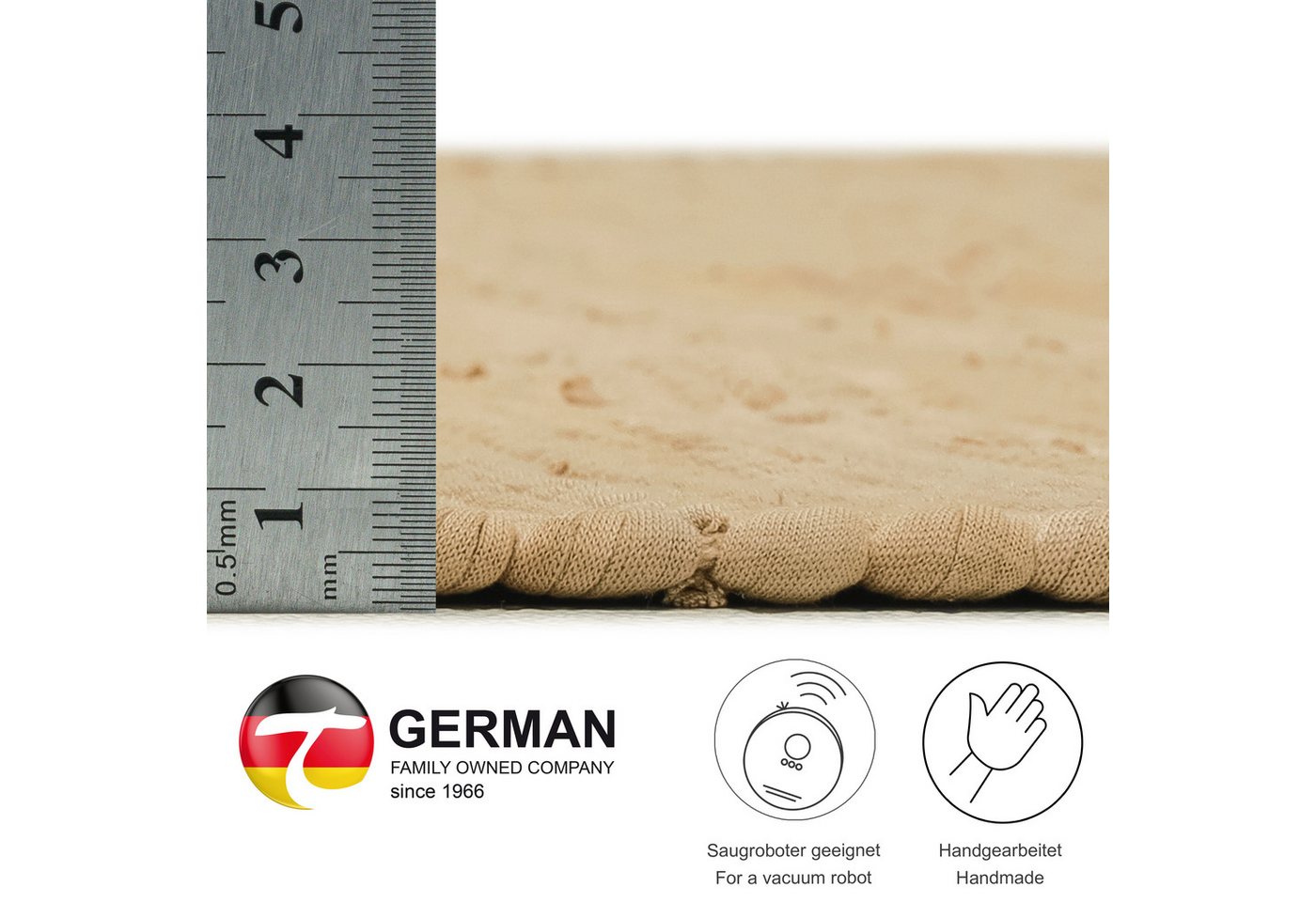 THEKO Teppich Happy Cotton Fleckerl, handgewebt, rechteckig, Höhe: 5 mm, Flachgewebe, reine Baumwolle, meliert, mit Fransen, auch als Läufer – Bild 5 von 5