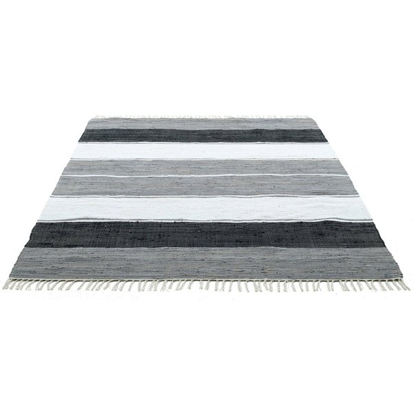 THEKO Teppich Stripe Cotton, handgewebt, rechteckig, Höhe: 5 mm, Flachgewebe, gestreift, reine Baumwolle, mit Fransen, auch als Läufer