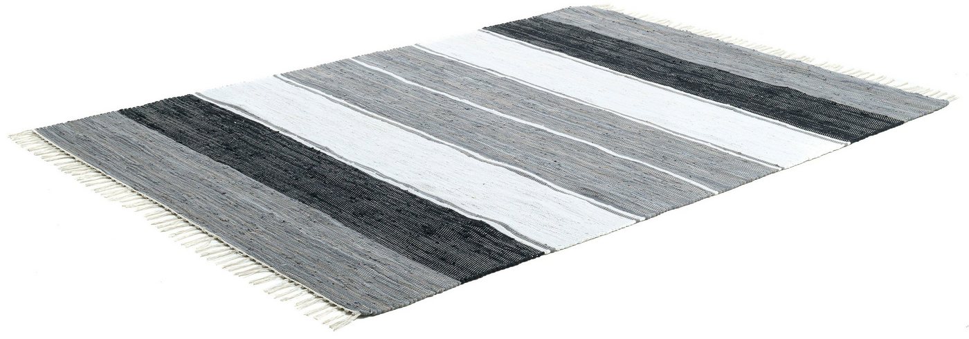 THEKO Teppich Stripe Cotton, handgewebt, rechteckig, Höhe: 5 mm, Flachgewebe, gestreift, reine Baumwolle, mit Fransen, auch als Läufer – Bild 2 von 5