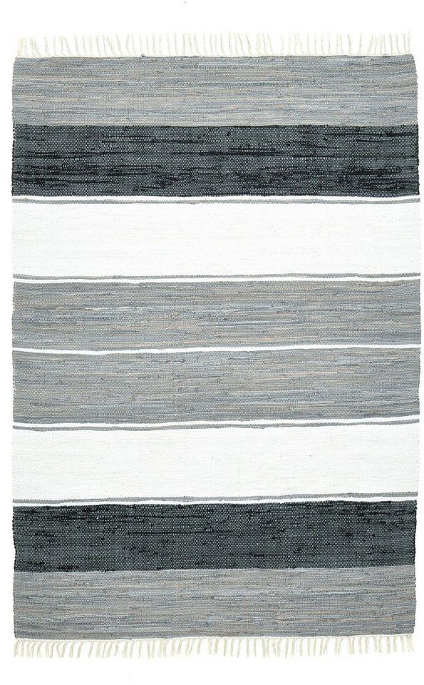 THEKO Teppich Stripe Cotton, handgewebt, rechteckig, Höhe: 5 mm, Flachgewebe, gestreift, reine Baumwolle, mit Fransen, auch als Läufer – Bild 3 von 5