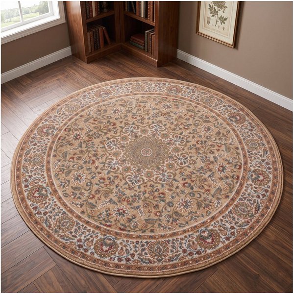 THEKO Wollteppich Dolna - 859, rund, Höhe: 10 mm, Kurzflor, reine Wolle, Orient-Optik, auch in rund, Wohnzimmer