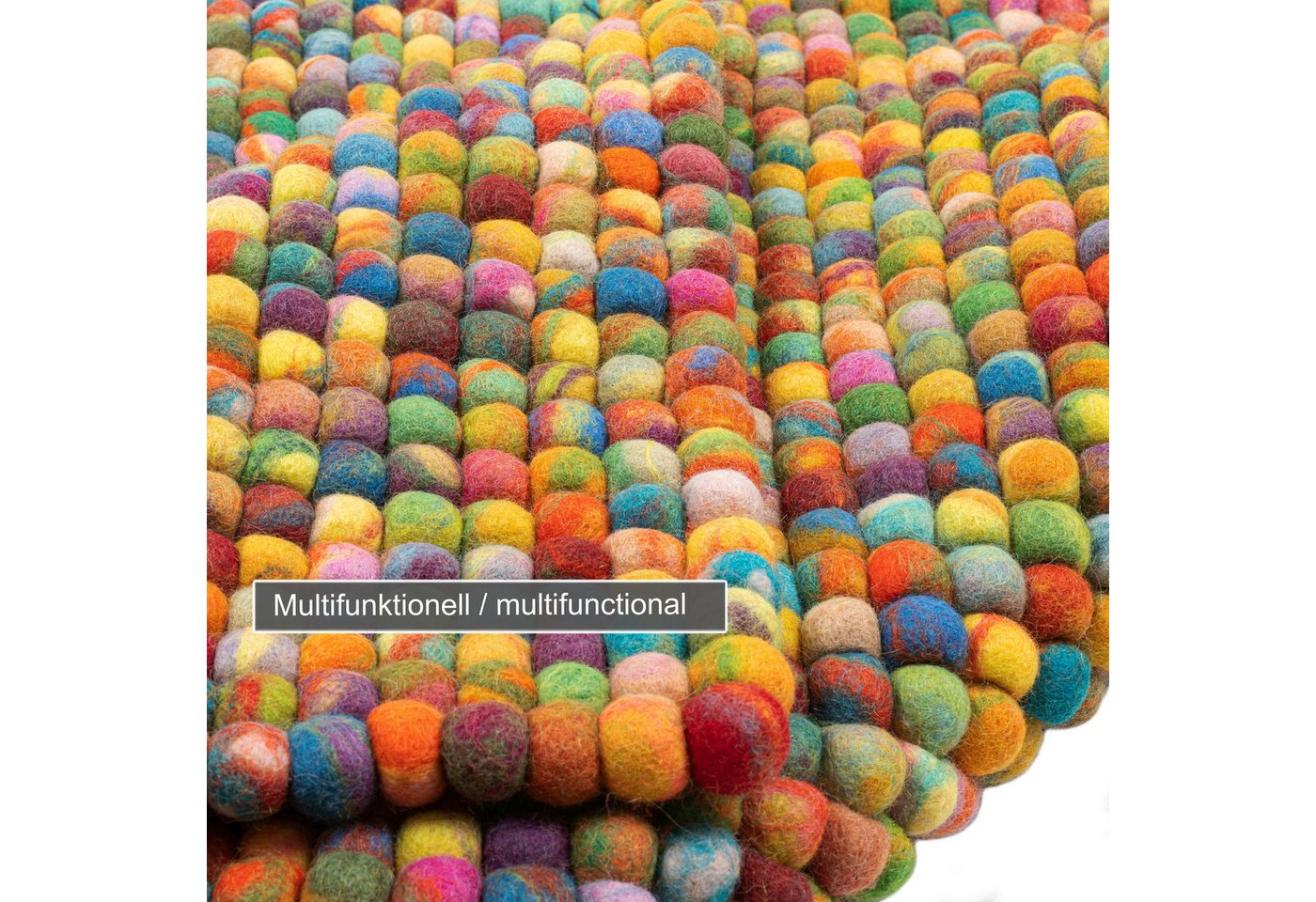 THEKO Wollteppich Felty 2.2, handgefertigt, rechteckig, Höhe: 22 mm, Filzkugel-Teppich, reine Wolle, auch in rund & als Läufer – Bild 3 von 5