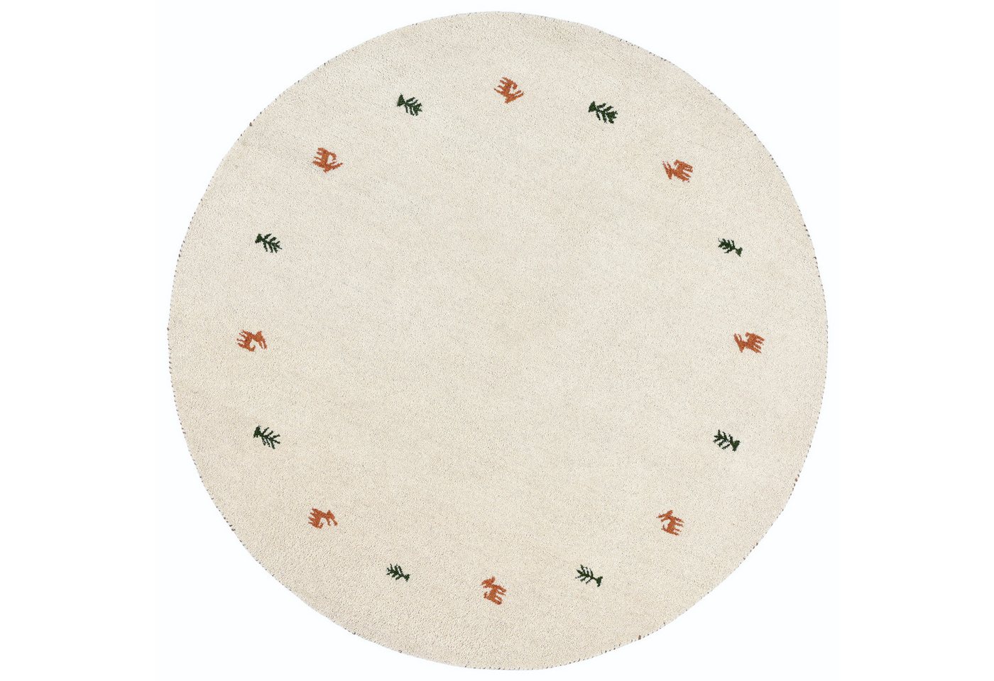 THEKO Wollteppich Gabbeh Motiv, Handgefertigt, Teppich, Tiermotiv, reine Wolle, rund, Höhe: 14 mm, reine Wolle, Wohnzimmer, Schlafzimmer, Esszimmer – Bild 2 von 5