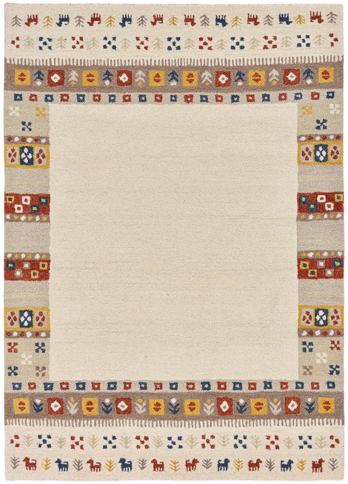 THEKO Wollteppich Gabbeh Rahmen, reine Wolle, Handgefertigt, mit Bordüre, rechteckig, Höhe: 14 mm, Tiermotiv, Wohnzimmer, Schlafzimmer, Esszimmer – Bild 2 von 5