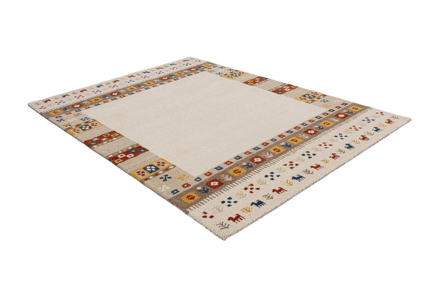 THEKO Wollteppich Gabbeh Rahmen, reine Wolle, Handgefertigt, mit Bordüre, rechteckig, Höhe: 14 mm, Tiermotiv, Wohnzimmer, Schlafzimmer, Esszimmer – Bild 5 von 5