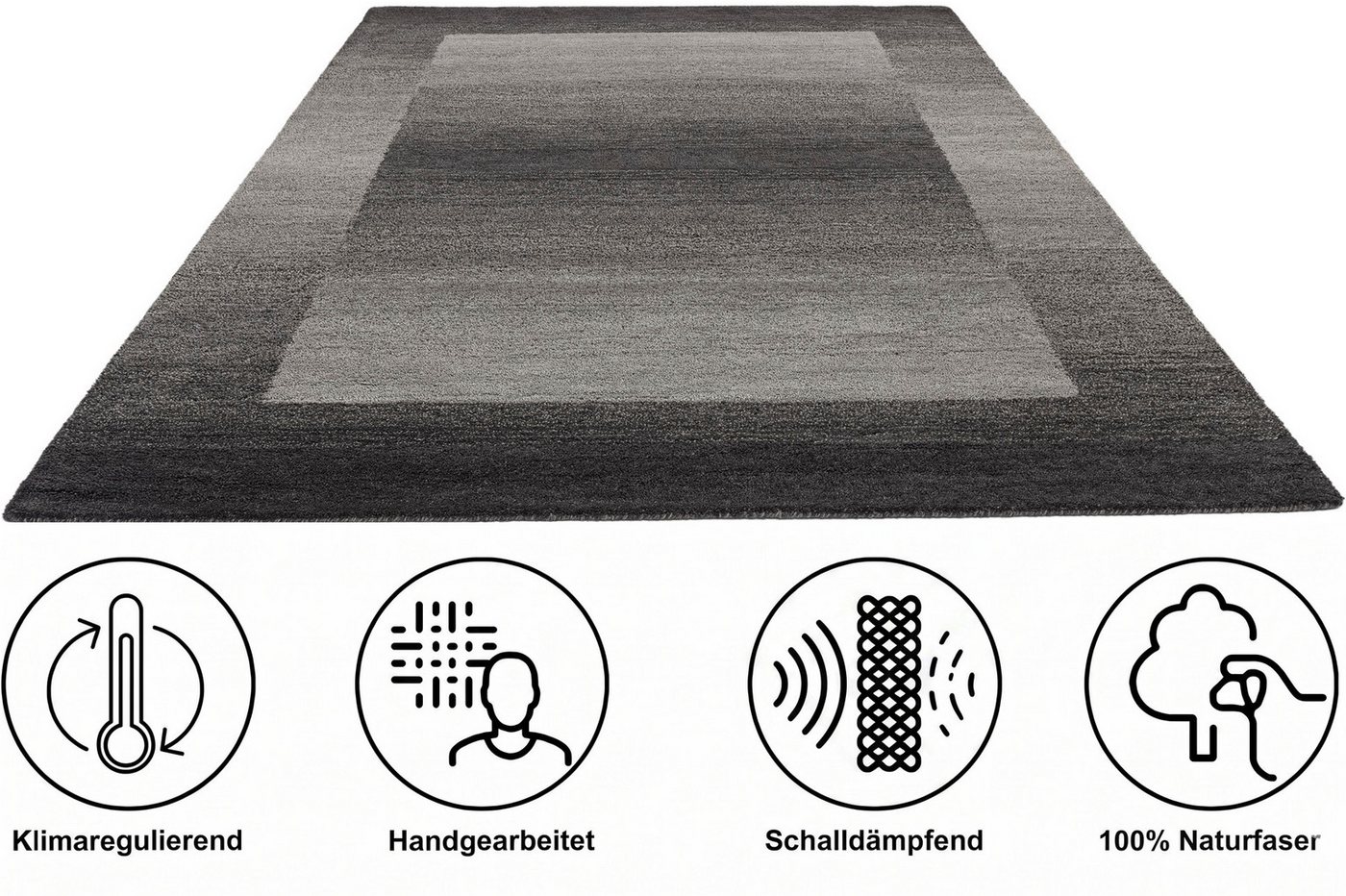 THEKO Wollteppich Gabbeh Super, Handweb, auch als Läufer erhältlich, reine Wolle, rechteckig, Höhe: 9 mm, Schlafzimmer, Wohnzimmer, Esszimmer, auch als Bettumra – Bild 3 von 5