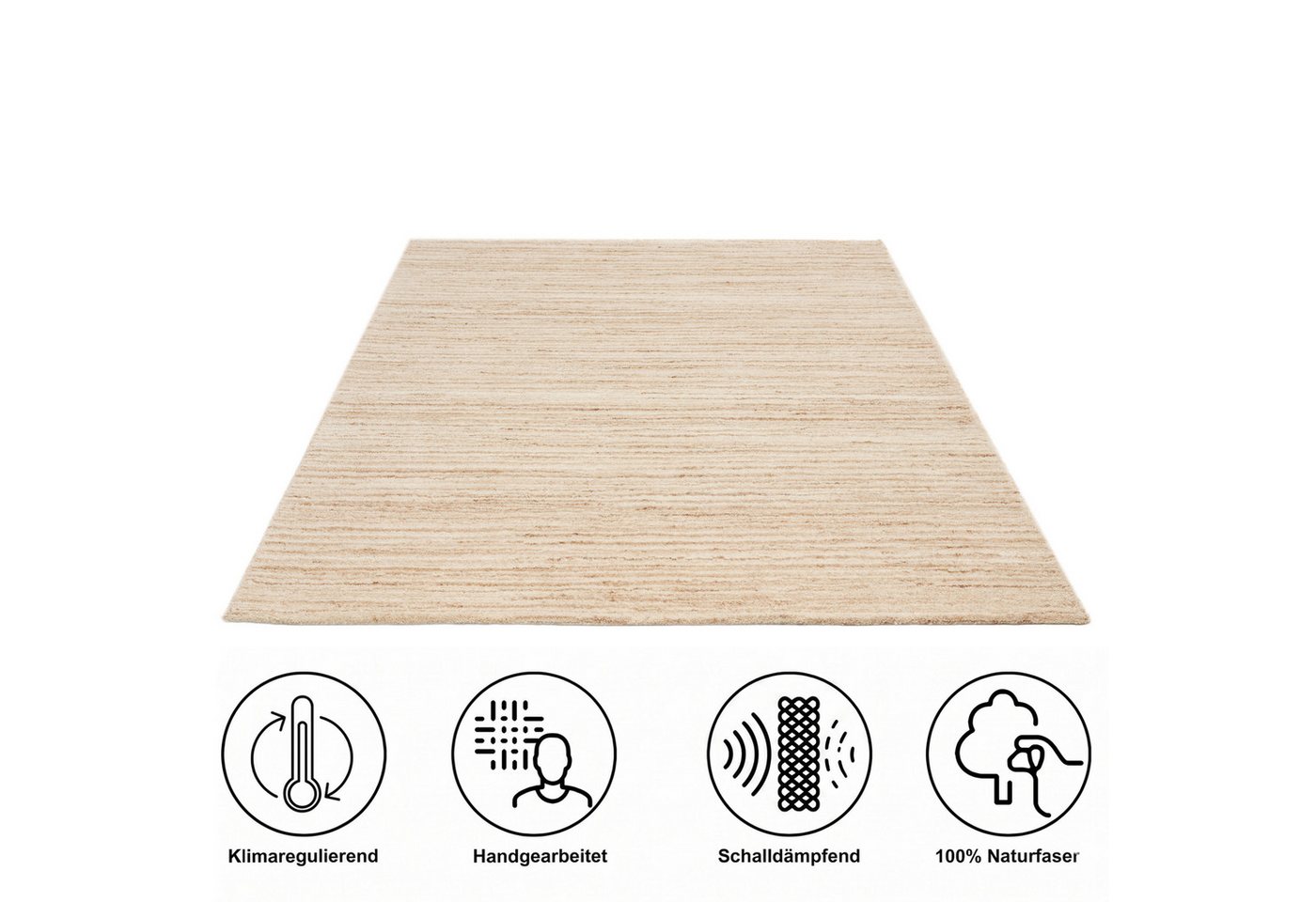 THEKO Wollteppich Janne, Berber Teppich, Wolle, meliert, handgearbeitet, rechteckig, Höhe: 20 mm, handgetuftet, Wohnzimmer, Schlafzimmer, Esszimmer – Bild 3 von 5