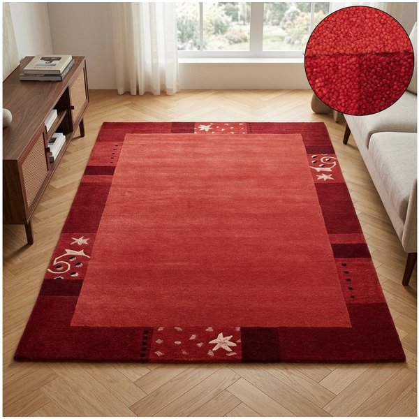 THEKO Wollteppich Royal Ganges, rechteckig, Höhe: 13 mm, 95% Wolle, mit Bordüre, auch in rund, Wohnzimmer, Schlafzimmer
