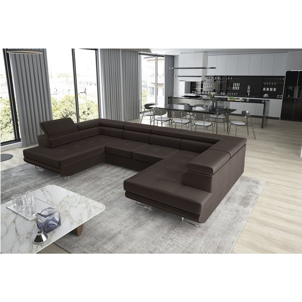 thematys Ecksofa Aston U 403 x 203cm mit Schlaffunktion & Bettkasten –, U-Sofa mit verstellbaren Kopfstützen, Samt (Monolotith), oder Cord (Poso), - U-Form, XL-
