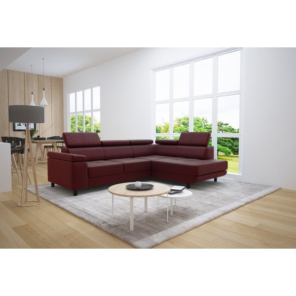 thematys Ecksofa LUNA L mit Schlaffunktion & Bettkasten – aus Velours oder Cord Stoff, mit 5 verstellbaren Kopfstützen, – L-Form 250×183 cm – Schlafsofa mit Aus
