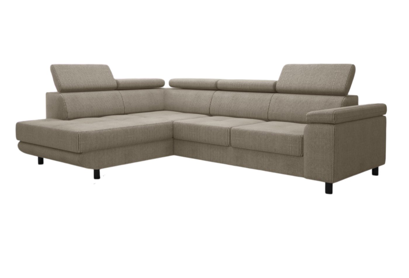 thematys Ecksofa LUNA L mit Schlaffunktion & Bettkasten – aus Velours oder Cord Stoff, mit 5 verstellbaren Kopfstützen, – L-Form 250×183 cm – Schlafsofa mit Aus – Bild 2 von 5