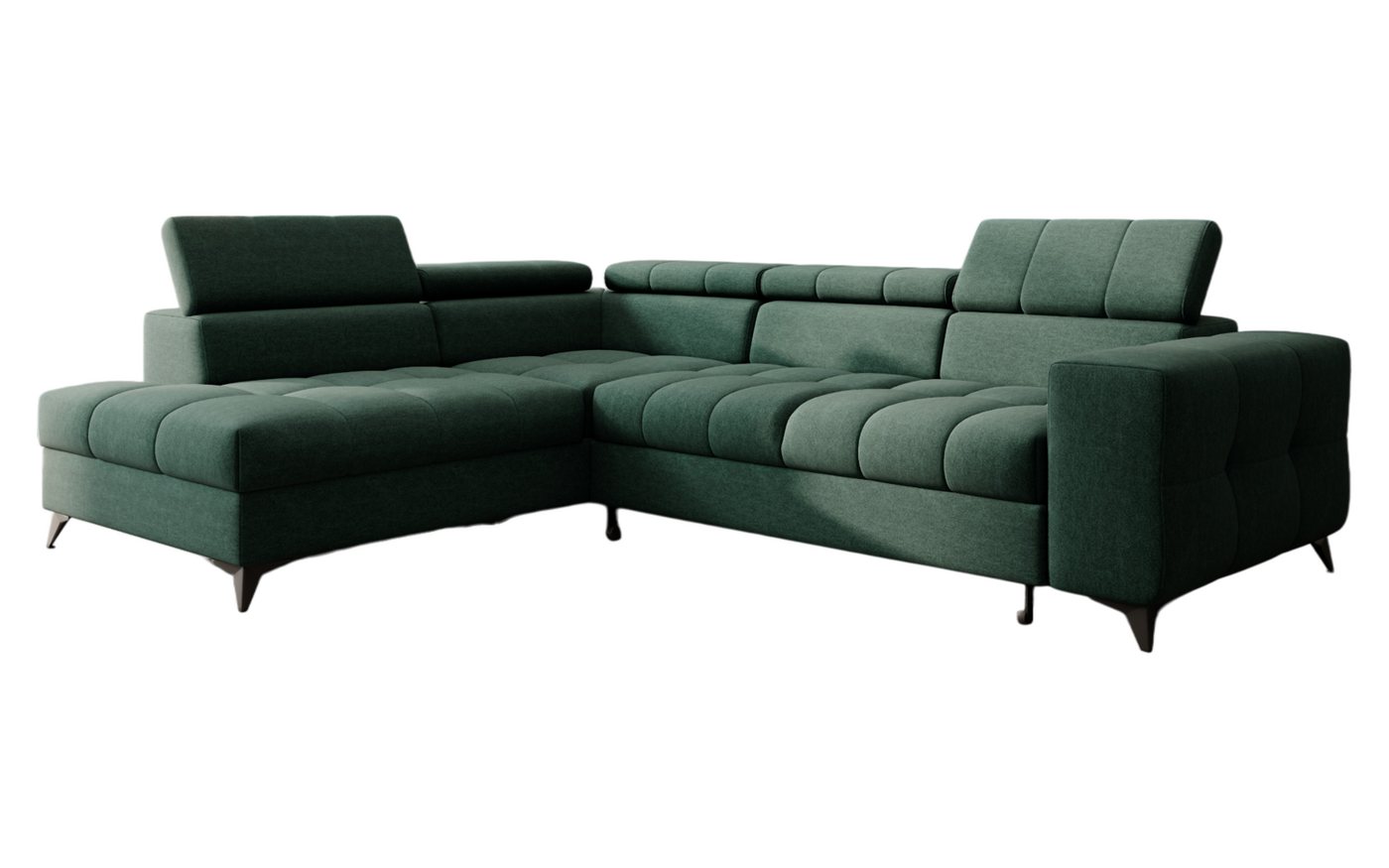 thematys Ecksofa SORANO mit Schlaffunktion & Bettkasten – L-Form, Bouclé und Velours, - mit verstellbaren Kopfstützen, – L-Form 270×203 cm – Schlafsofa mit Ausz – Bild 3 von 5