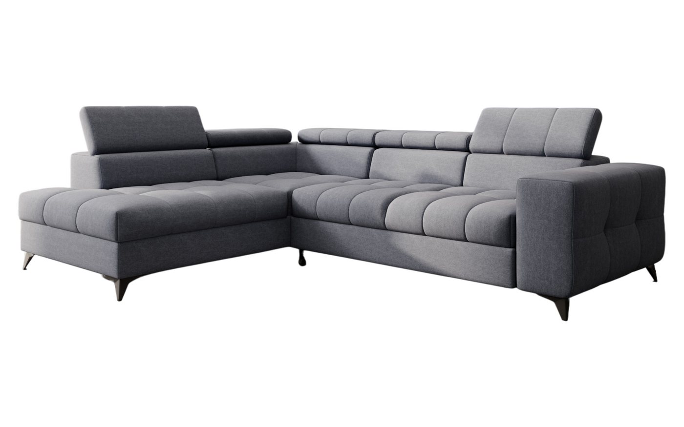 thematys Ecksofa SORANO mit Schlaffunktion & Bettkasten – L-Form, Bouclé und Velours, - mit verstellbaren Kopfstützen, – L-Form 270×203 cm – Schlafsofa mit Ausz – Bild 3 von 5