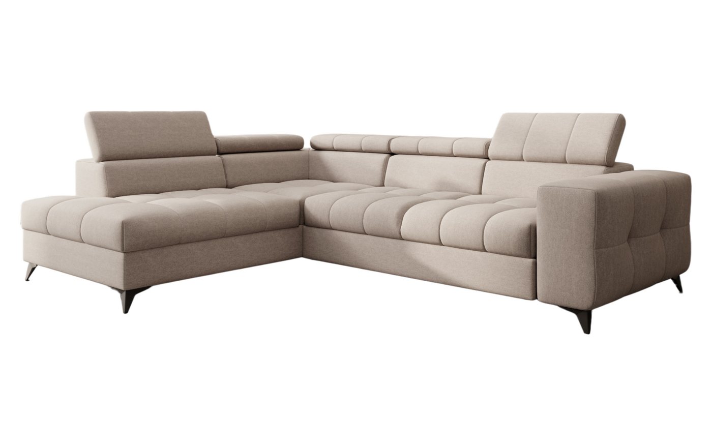thematys Ecksofa SORANO mit Schlaffunktion & Bettkasten – L-Form, Bouclé und Velours, - mit verstellbaren Kopfstützen, – L-Form 270×203 cm – Schlafsofa mit Ausz – Bild 3 von 5