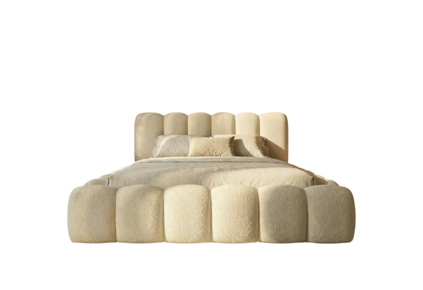 thematys Polsterbett CLOUD mit Bettkasten, 140x200 160x200 180x200 200x200cm (Kopfteil im Modernen-Look – weich, modern und pflegeleicht), hochwertiger Bouclé-S – Bild 5 von 5