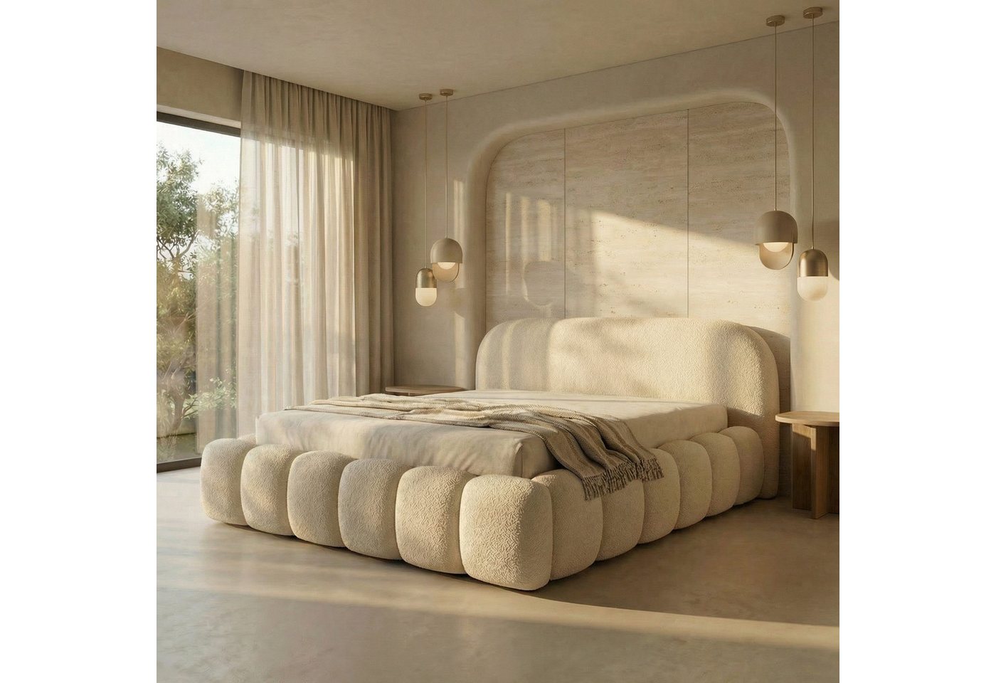 thematys Polsterbett mit Bettkasten, CLOUD 140x200 160x200 180x200 200x200cm (Kopfteil im Oversize-Look und Stauraum – weich, modern und pflegeleicht), Inklusiv – Bild 3 von 5